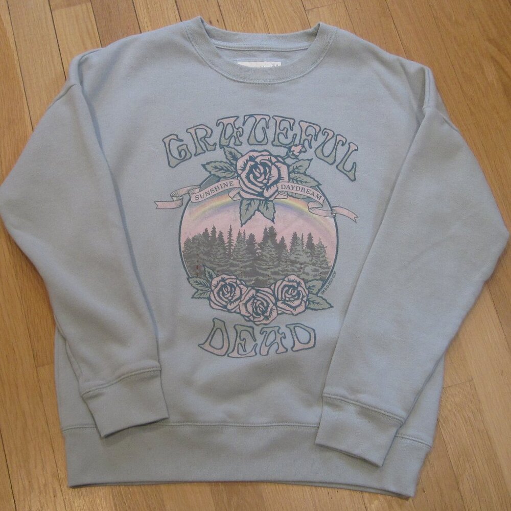Abercrombie Kids "Grateful Dead" Graphic Fleece Sweatshirt Size 13/14 Mint Green